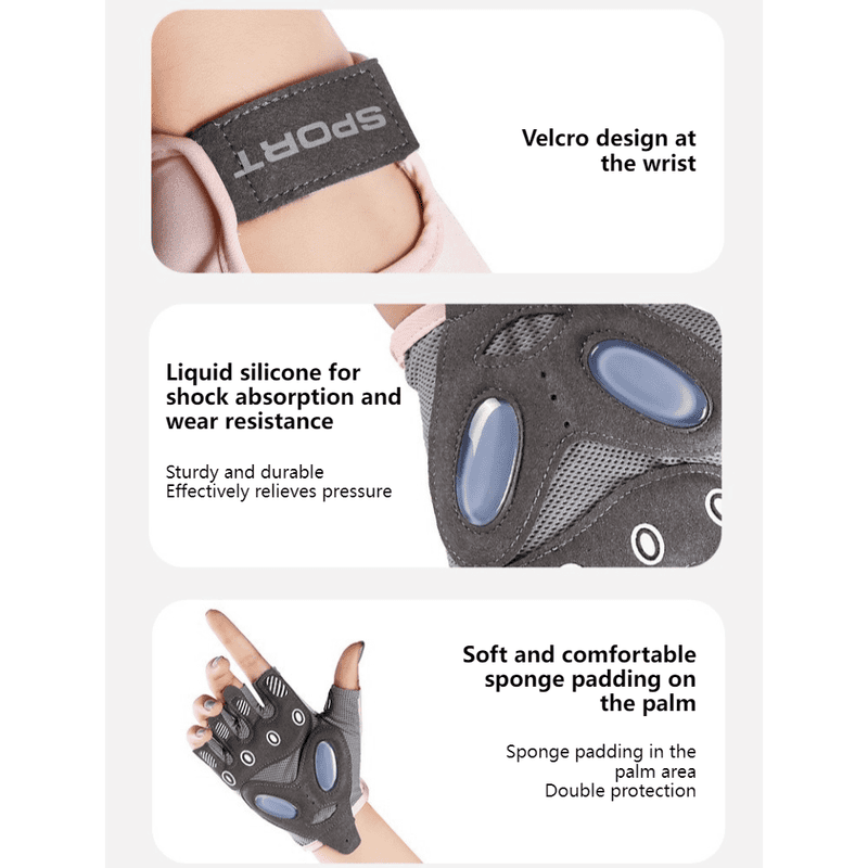 Gray - Size M - Women's Ice Silk Half-Finger Fitness Gloves, Silicone Shock-Absorbing, Anti-Slip, Breathable Sports Gloves 3 Gray – Size M – Women’s Ice Silk Half-Finger Fitness Gloves, Silicone Shock-Absorbing, Anti-Slip, Breathable Sports Gloves - image 3