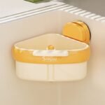 Suction Triangle Sink Drain Basket, Press-On Lid Kitchen Food Residue Filter, Detachable Sink Storage Rack—Orange