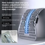 Adjustable Lumbar Relief Stretcher, Magnetic Back Traction Device, Home Massage Equipment—Blue