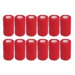 12Pcs Bandage Wrap Natural Latex Elastic Self Adhesive Wrap for Cows Dogs Horses 10cm Red