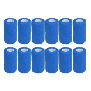 12Pcs Bandage Wrap Natural Latex Elastic Self Adhesive Wrap for Cows Dogs Horses 10cm Blue