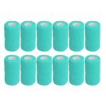 12Pcs Bandage Wrap Natural Latex Elastic Self Adhesive Wrap for Cows Dogs Horses 10cm Cyan