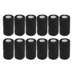 12Pcs Bandage Wrap Natural Latex Elastic Self Adhesive Wrap for Cows Dogs Horses 10cm Black