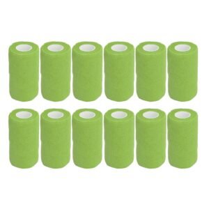 12Pcs Bandage Wrap Natural Latex Elastic Self Adhesive Wrap for Cows Dogs Horses 10cm Green