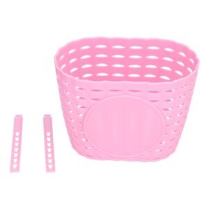 Children Bike Basket Thickened Plastic Wear Resistant and Durable Children’s Bicycle Stroller Shopping Hanging BasketPink