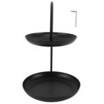Dessert Rack Fruit Stand Round 2 Tier Iron Display Holder for Party Wedding Birthday Home Black