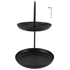 Dessert Rack Fruit Stand Round 2 Tier Iron Display Holder for Party Wedding Birthday Home Black
