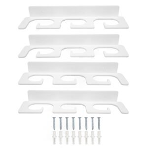 4Pcs Fishing Rod Holder Rugged Space Saving Stylish Holding 6 Rods Wall Mounted Fishing Pole Rack for Indoor Outdoor White