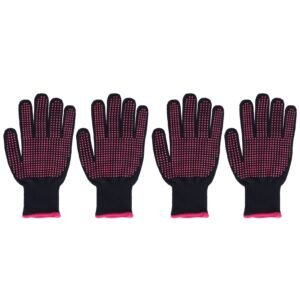 4Pcs Heat Resistant Gloves High Temperature Resistant Anti Scalding Mitts with Silicone BumpsRose Red Silicone Rose Red Edge