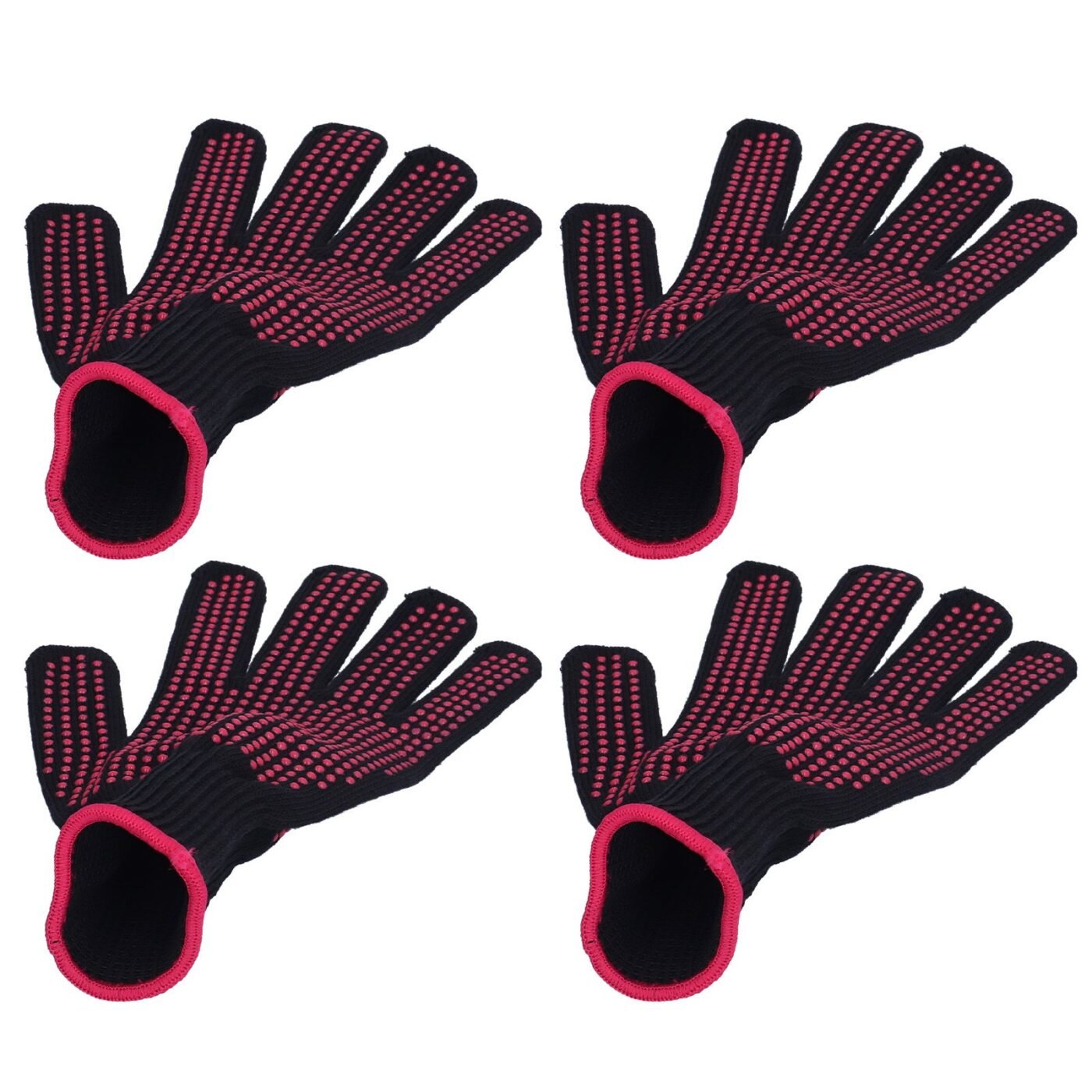 4Pcs Heat Resistant Gloves High Temperature Resistant Anti Scalding Mitts with Silicone BumpsRose Red Silicone Rose Red Edge 2 4Pcs Heat Resistant Gloves High Temperature Resistant Anti Scalding Mitts with Silicone BumpsRose Red Silicone Rose Red Edge - image 2