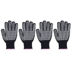 4Pcs Heat Resistant Gloves High Temperature Resistant Anti Scalding Mitts with Silicone BumpsWhite Silicone Pink Edge