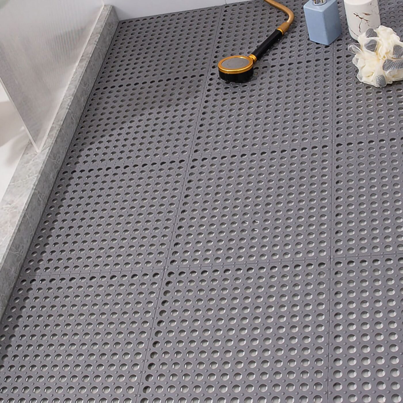 10PCS Suction Cup Floor Mats Anti Slip Plastic Mosaic Bath Mat for Kitchen Bathroom Grey 2 10PCS Suction Cup Floor Mats Anti Slip Plastic Mosaic Bath Mat for Kitchen Bathroom Grey - image 2