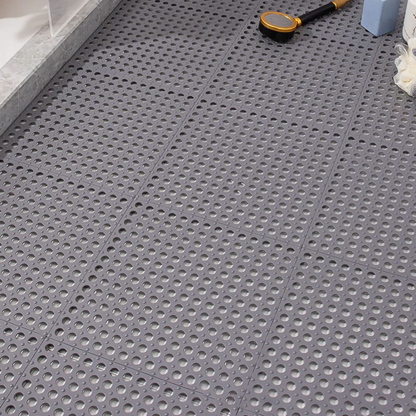 10PCS Suction Cup Floor Mats Anti Slip Plastic Mosaic Bath Mat for Kitchen Bathroom Grey 3 10PCS Suction Cup Floor Mats Anti Slip Plastic Mosaic Bath Mat for Kitchen Bathroom Grey - image 3