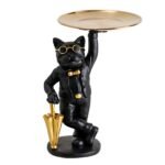 Bulldog Desk Storage Tray Statue Beautiful Handcrafted Resin Bulldog Storage Key Tray for Home Porch Black Dogs