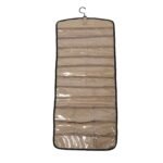 Portable Hanging Jewelry Storage Roll with Metal Hooks Double Sided Jewelry Holder Rack