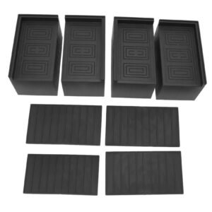 4pcs Furniture Riser Black Enlarged Widened Rectangle Rubber 3in Furniture Leg Mat for Home