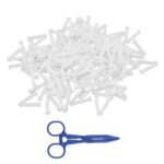 100pcs Pig Umbilical Cord Clamps White Plastic Livestock Umbilical Cord Clips for Production with 1 Hemostatic Forcep