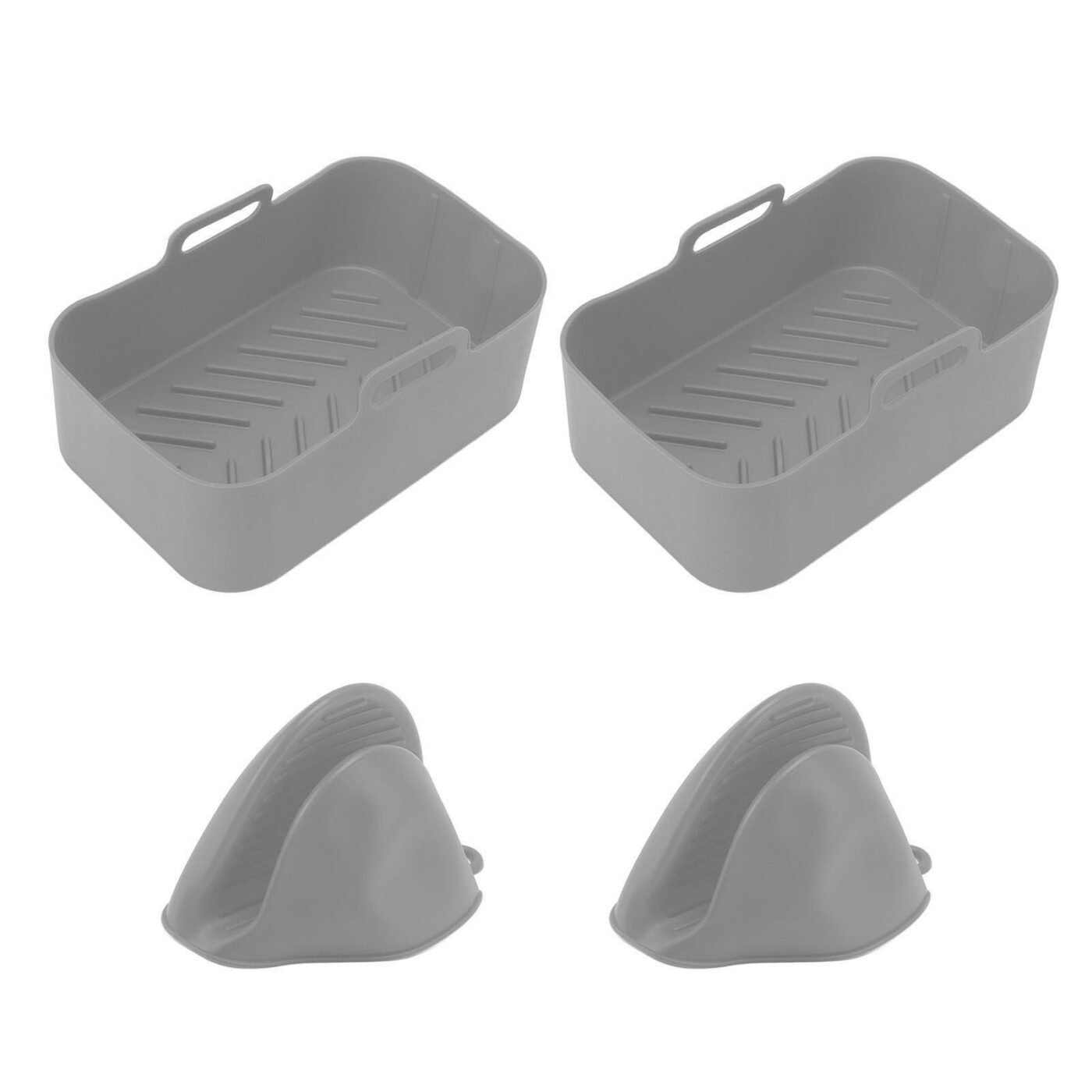 2Set Rectangular Fryer Silicone Pot Fryer Silicone Liners Rectangular Basket for Ninja DZ201 Foodi 8QT Grey 1 2Set Rectangular Fryer Silicone Pot Fryer Silicone Liners Rectangular Basket for Ninja DZ201 Foodi 8QT Grey