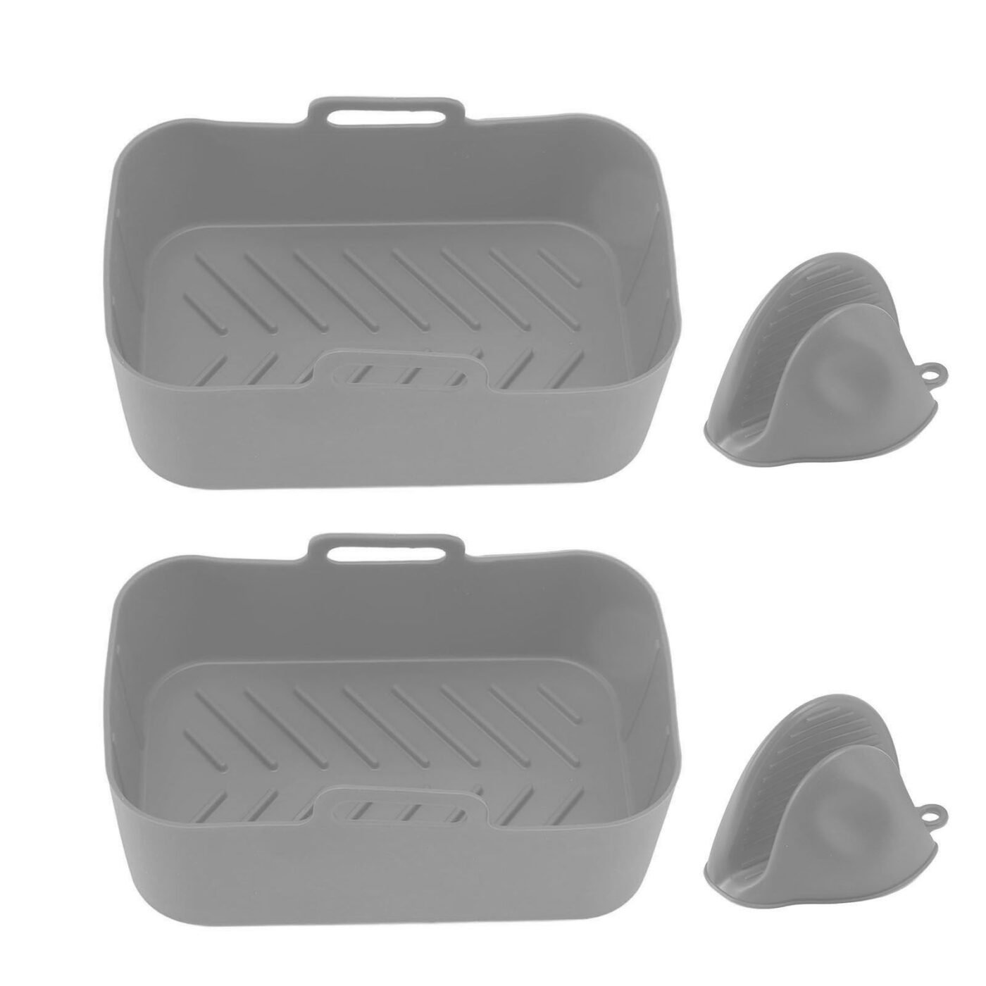 2Set Rectangular Fryer Silicone Pot Fryer Silicone Liners Rectangular Basket for Ninja DZ201 Foodi 8QT Grey 5 2Set Rectangular Fryer Silicone Pot Fryer Silicone Liners Rectangular Basket for Ninja DZ201 Foodi 8QT Grey - image 5