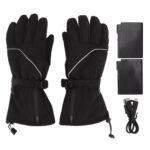 Electric Heated Gloves Battery Powered Heating Thermal Gloves Rechargeable Winter Warm Skiing Gloves for Men Women XL