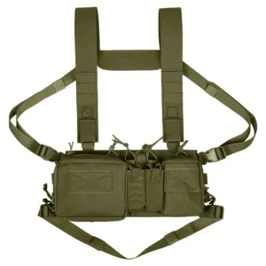 Tactical Chest Vest Rig Bag Field Training Vest Multifunctional Camouflage Strap with Multi-Pocket Outdoor Camping CS Match Pack – Army Green