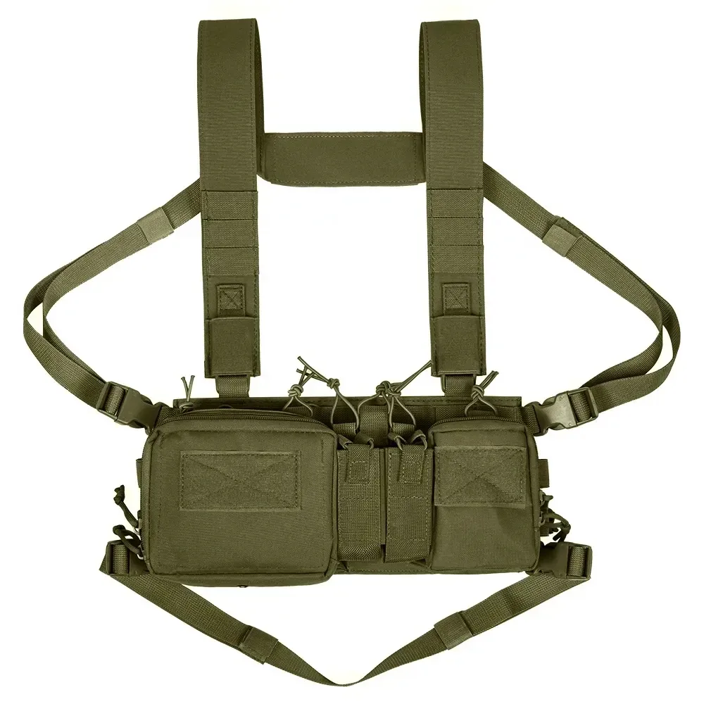Tactical Chest Vest Rig Bag Field Training Vest Multifunctional Camouflage Strap with Multi-Pocket Outdoor Camping CS Match Pack - Army Green 1 Tactical Chest Vest Rig Bag Field Training Vest Multifunctional Camouflage Strap with Multi-Pocket Outdoor Camping CS Match Pack – Army Green