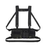 Tactical Chest Vest Rig Bag Field Training Vest Multifunctional Camouflage Strap with Multi-Pocket Outdoor Camping CS Match Pack – Black Camouflage