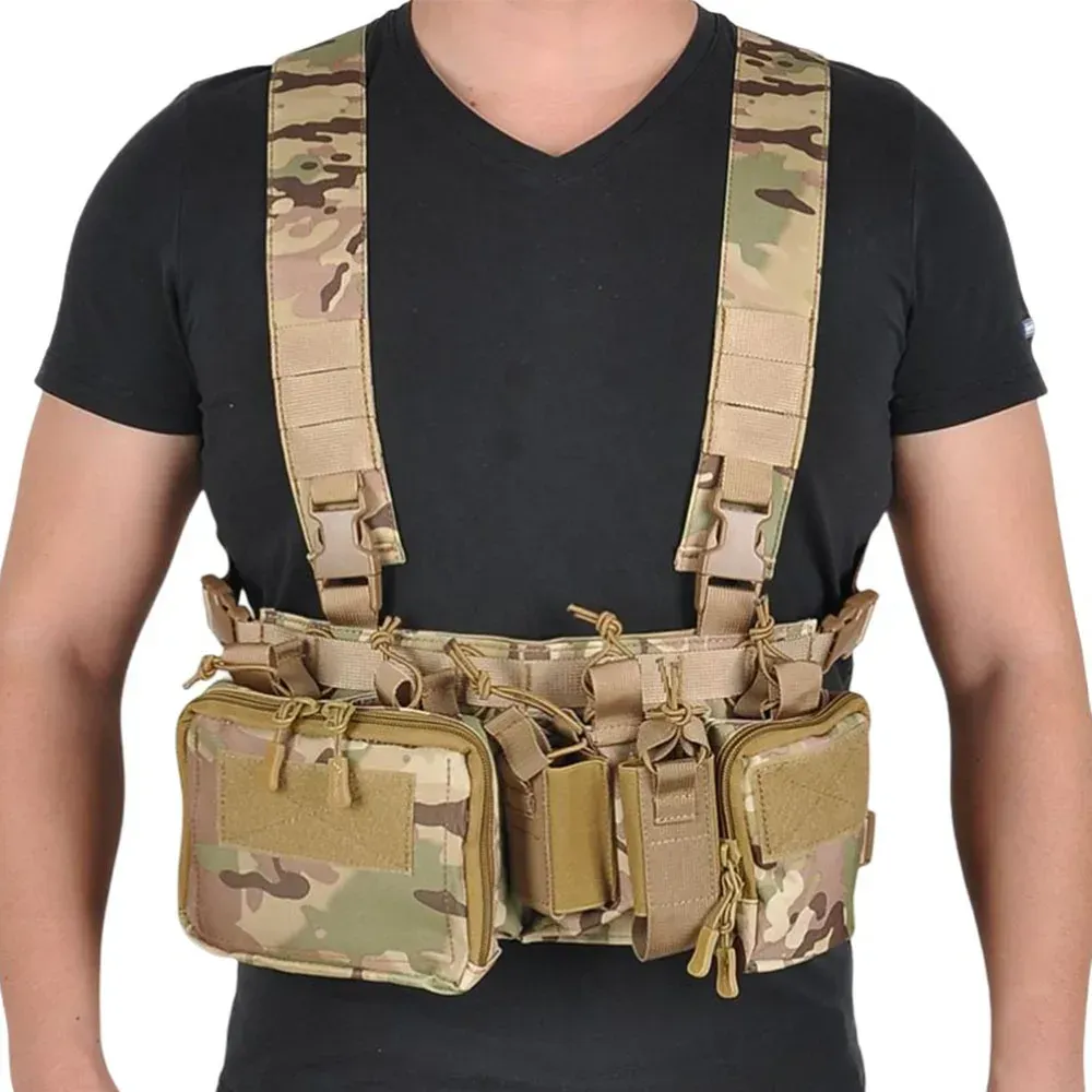 Tactical Chest Vest Rig Bag Field Training Vest Multifunctional Camouflage Strap with Multi-Pocket Outdoor Camping CS Match Pack - Black 3 Tactical Chest Vest Rig Bag Field Training Vest Multifunctional Camouflage Strap with Multi-Pocket Outdoor Camping CS Match Pack – Black - image 3