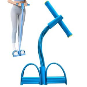 6 Tube Resistance Band Ankle Puller Foot Pedal Fitness Exercise Rope – Blue