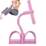 6 Tube Resistance Band Ankle Puller Foot Pedal Fitness Exercise Rope – Pink