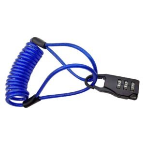 Anti-theft Motorcycle Cycling Scooter Bicycle Lock Cable Lock Helmet Lock – Blue
