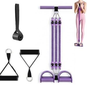 1 Set 4-in-1 Resistance Band Pedal Puller for Sit-Up Home Gym Yoga Pilates – 3 Tubes