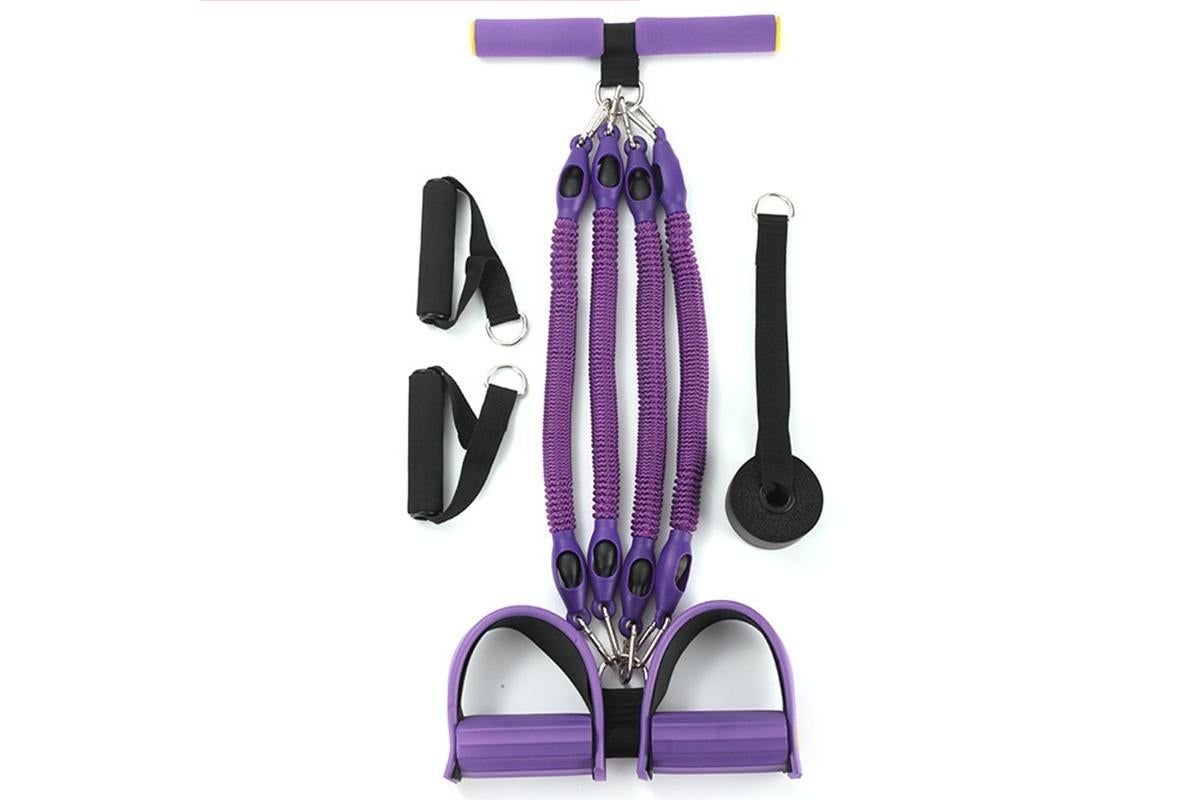 1 Set 4-in-1 Resistance Band Pedal Puller for Sit-Up Home Gym Yoga Pilates - 4 Tubes 2 1 Set 4-in-1 Resistance Band Pedal Puller for Sit-Up Home Gym Yoga Pilates – 4 Tubes - image 2