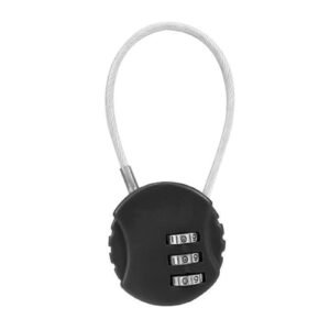 Resettable Travel Cable Lock 3Digit Helmet Lock Multipurpose Electric Bicycle Lock Suitcase Luggage Lock Code Lock Cable -Black