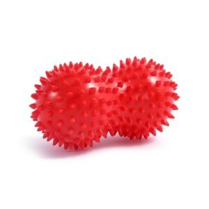 Spiky Peanut Massage Ball Deep Tissue Muscle Roller PVC Foot Massage Ball for Myofascial Release Trigger Point Therapy Yoga Fitness – Red