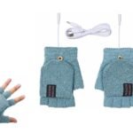 USB Heated Warmer Gloves Half Finger Mitten Electric Heated Gloves for Work Cycling Skiing Outdoor Snow -Green