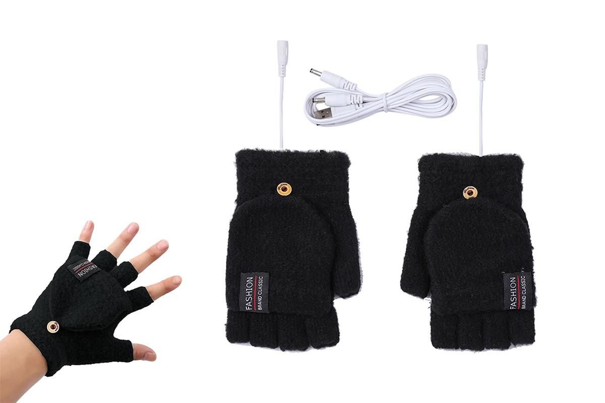 USB Heated Warmer Gloves Half Finger Mitten Electric Heated Gloves for Work Cycling Skiing Outdoor Snow -Black 1 USB Heated Warmer Gloves Half Finger Mitten Electric Heated Gloves for Work Cycling Skiing Outdoor Snow -Black
