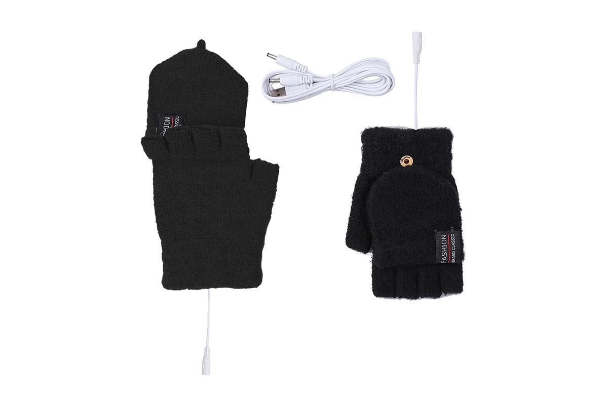 USB Heated Warmer Gloves Half Finger Mitten Electric Heated Gloves for Work Cycling Skiing Outdoor Snow -Black 2 USB Heated Warmer Gloves Half Finger Mitten Electric Heated Gloves for Work Cycling Skiing Outdoor Snow -Black - image 2