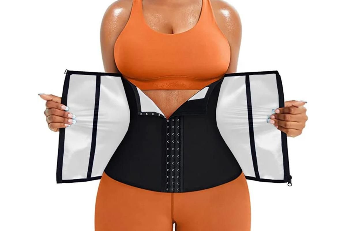 Women's Workout Waist Trainer - 3-Row Hook & Zip Slimming Belt for Yoga & Fitness - Silver & L 1 Women’s Workout Waist Trainer – 3-Row Hook & Zip Slimming Belt for Yoga & Fitness – Silver & L