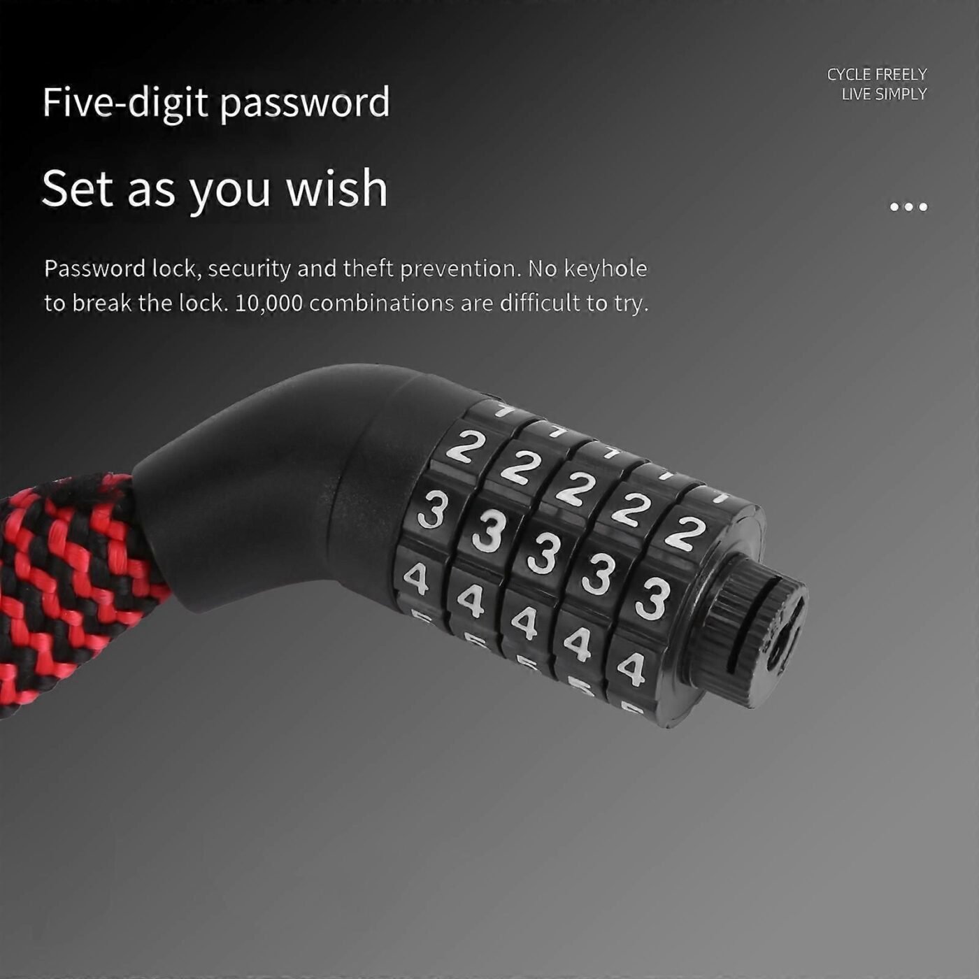 Portable 5-Digit Combination Bike Chain Lock, Keyless Anti-Theft Security Lock for Bicycle, Mountain Bike, Scooter and Motorcycle - Black 5 Portable 5-Digit Combination Bike Chain Lock, Keyless Anti-Theft Security Lock for Bicycle, Mountain Bike, Scooter and Motorcycle – Black - image 5
