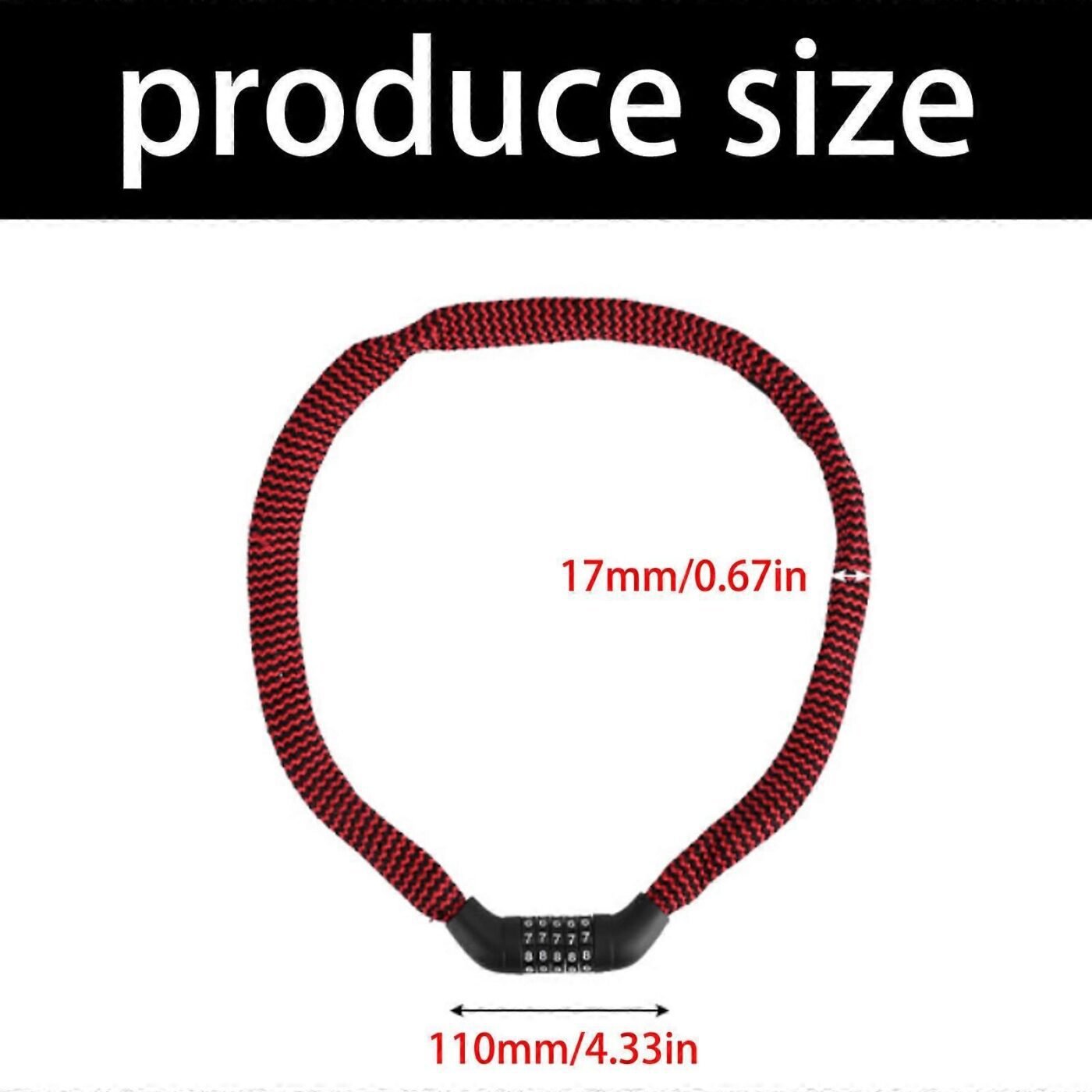 Portable 5-Digit Combination Bike Chain Lock, Keyless Anti-Theft Security Lock for Bicycle, Mountain Bike, Scooter and Motorcycle - Red 3 Portable 5-Digit Combination Bike Chain Lock, Keyless Anti-Theft Security Lock for Bicycle, Mountain Bike, Scooter and Motorcycle – Red - image 3