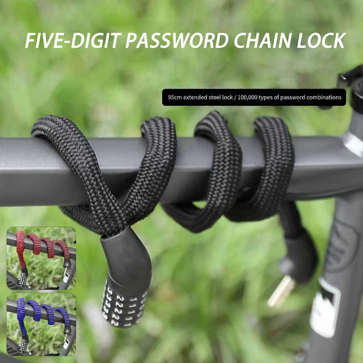Portable 5-Digit Combination Bike Chain Lock, Keyless Anti-Theft Security Lock for Bicycle, Mountain Bike, Scooter and Motorcycle - Red 5 Portable 5-Digit Combination Bike Chain Lock, Keyless Anti-Theft Security Lock for Bicycle, Mountain Bike, Scooter and Motorcycle – Red - image 5