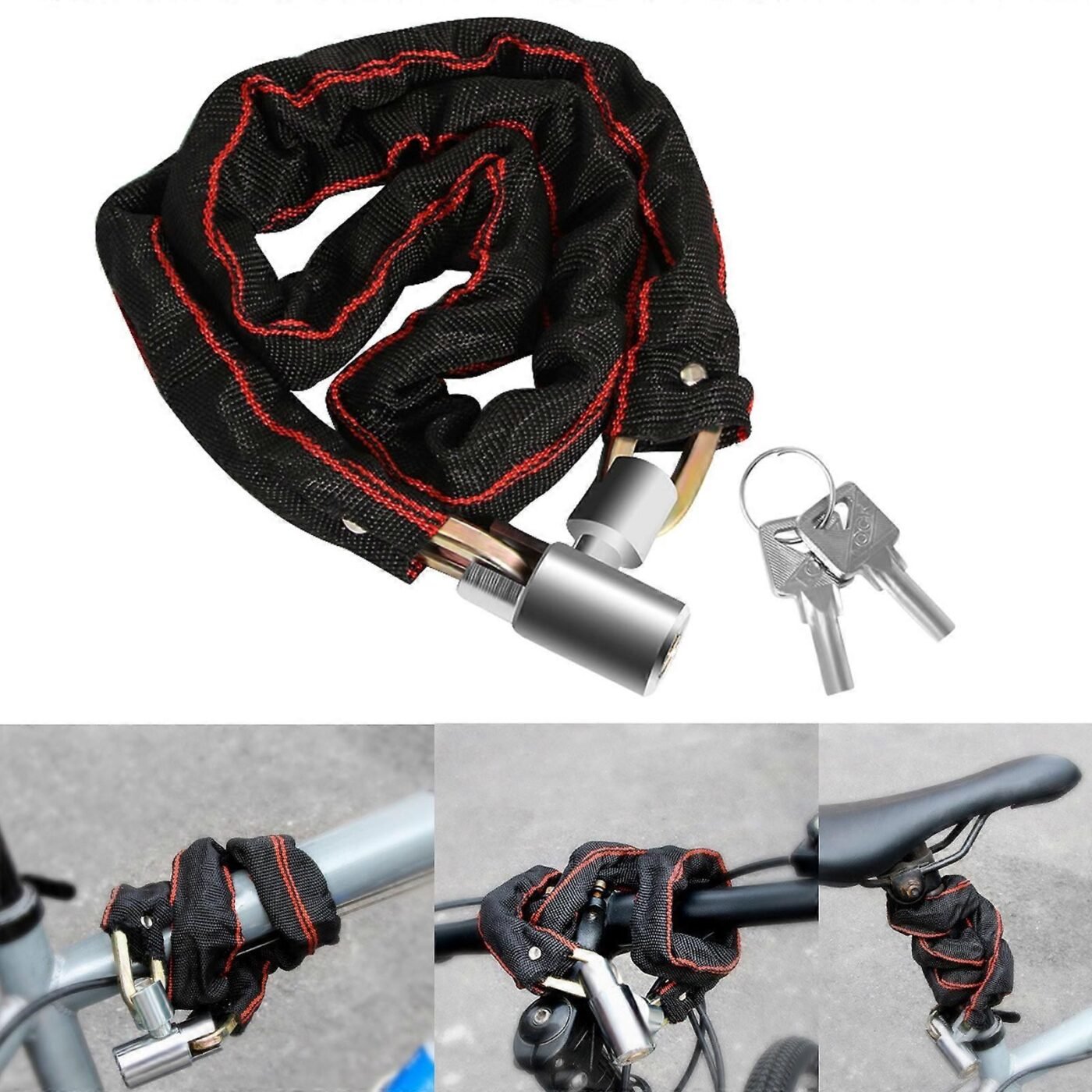 Bicycles Lock Heavy Duty Cycling Locks for Cycle, Motorcycle, Bicycles Locks High Security Bike Chain Lock with 2 Key Multicolor - 125cm 2 Bicycles Lock Heavy Duty Cycling Locks for Cycle, Motorcycle, Bicycles Locks High Security Bike Chain Lock with 2 Key Multicolor – 125cm - image 2