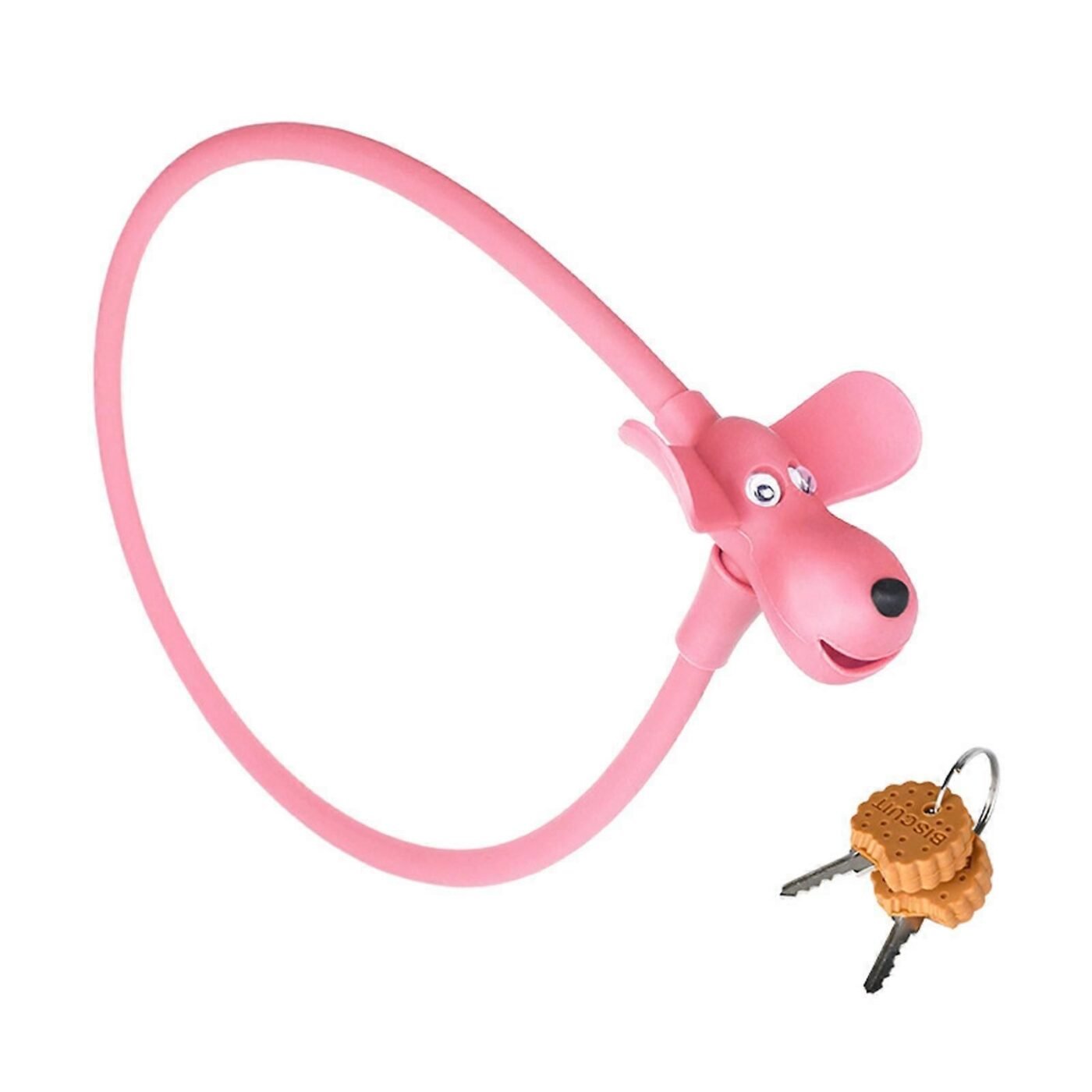 Portable Bike Cable Lock with Silicone Cover, Lightweight Anti-Theft Bicycle Security Lock, Cookie Dog Design - Pink 1 Portable Bike Cable Lock with Silicone Cover, Lightweight Anti-Theft Bicycle Security Lock, Cookie Dog Design – Pink