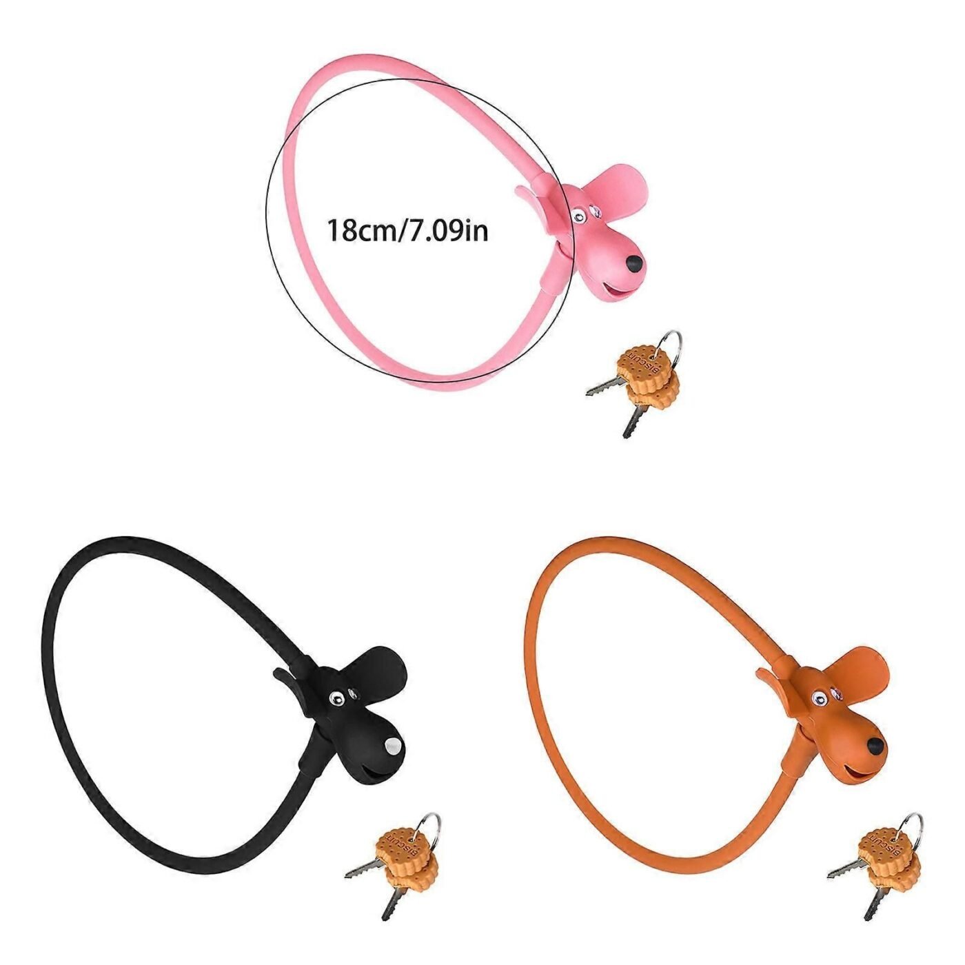 Portable Bike Cable Lock with Silicone Cover, Lightweight Anti-Theft Bicycle Security Lock, Cookie Dog Design - Pink 3 Portable Bike Cable Lock with Silicone Cover, Lightweight Anti-Theft Bicycle Security Lock, Cookie Dog Design – Pink - image 3