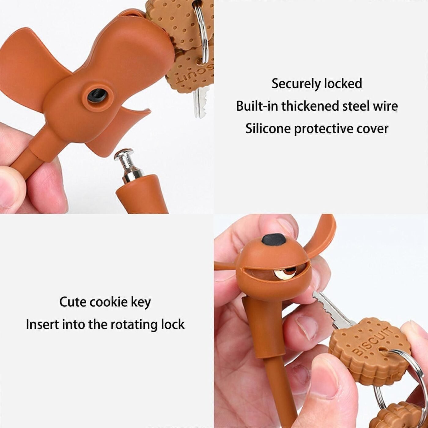 Portable Bike Cable Lock with Silicone Cover, Lightweight Anti-Theft Bicycle Security Lock, Cookie Dog Design - Pink 5 Portable Bike Cable Lock with Silicone Cover, Lightweight Anti-Theft Bicycle Security Lock, Cookie Dog Design – Pink - image 5