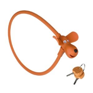 Portable Bike Cable Lock with Silicone Cover, Lightweight Anti-Theft Bicycle Security Lock, Cookie Dog Design – Brown