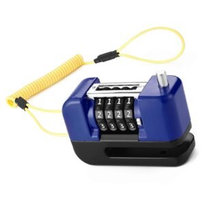 4-Digit Combination Disc Brake Lock, Portable Anti-Theft Security Lock for Motorcycle, Bicycle and Scooter – Blue