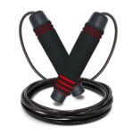 Adjustable Speed Jump Rope with Soft Memory Foam Handles, Tangle-Free Skipping Rope for Fitness, Cardio Workout & Exercise – Red