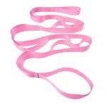 Stretching Strap with 10 Loops, Non-Elastic Exercise Strap for Physical Therapy, Pilates, Dance, Flexibility & Rehabilitation – Pink